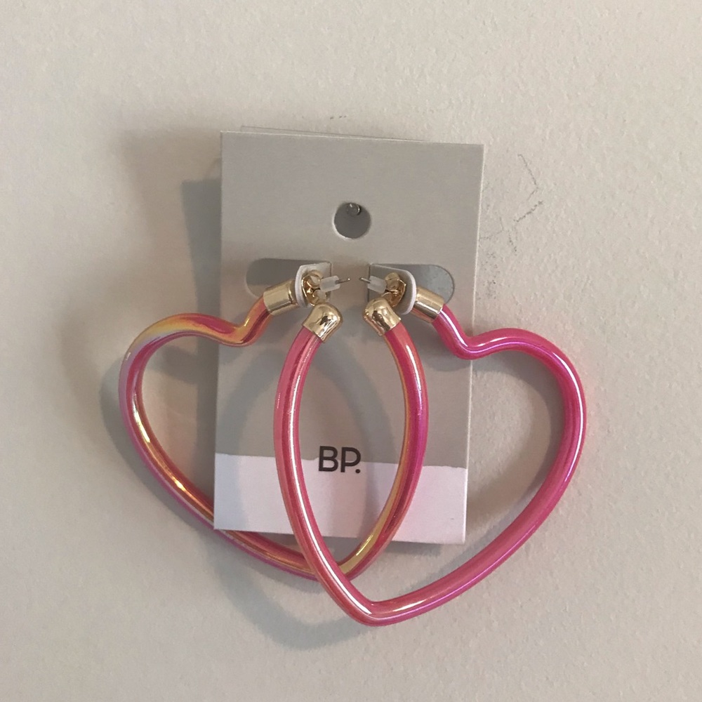 Iridescent Red Heart Hoop Earrings BP Brand